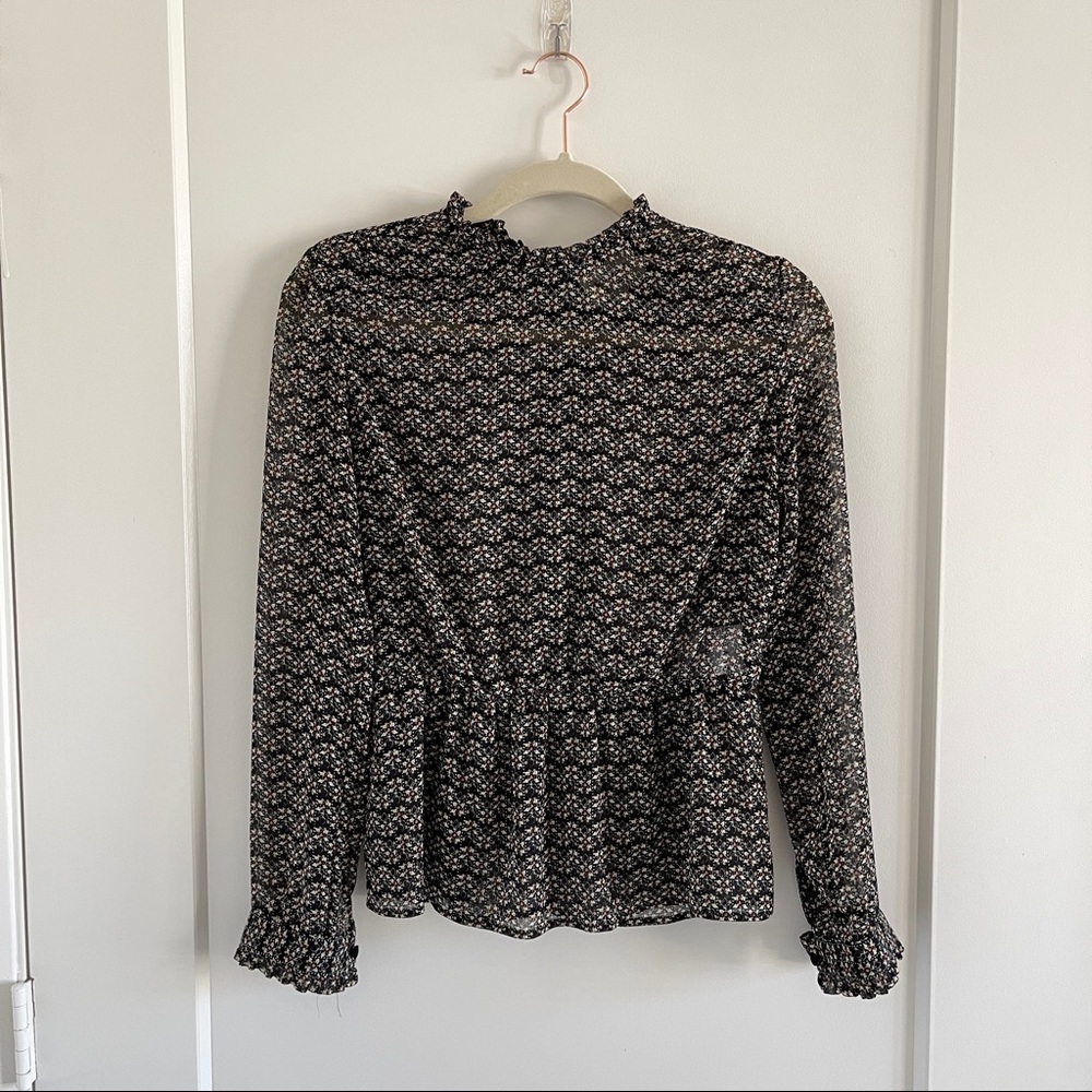Sezane floral peplum blouse button back